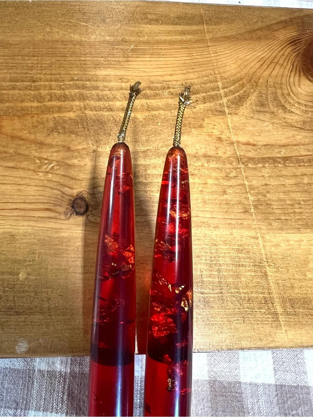 Vintage lucite candles red mid century decor